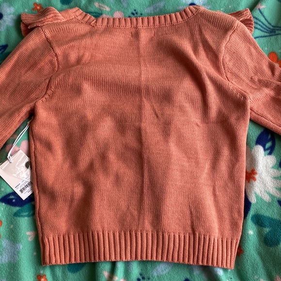 NWT LC Lauren Conrad Women’s XS Coral Pointelle Ruffle Cardigan - Picture 3 of 7